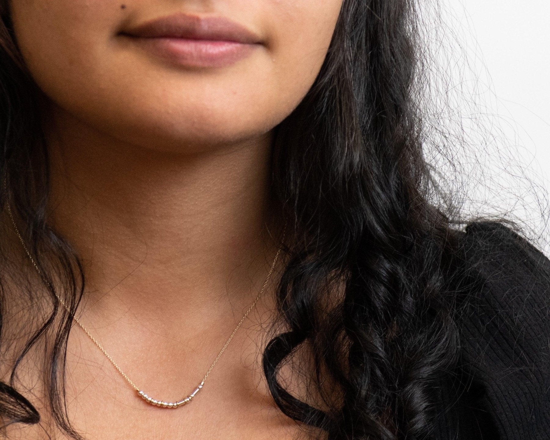 Sister Morse Code Necklace - Dainty 14K Gold & Silver Jewelry by Olivia Cactus