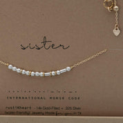 Sister Morse Code Necklace - Dainty 14K Gold & Silver Jewelry by Olivia Cactus