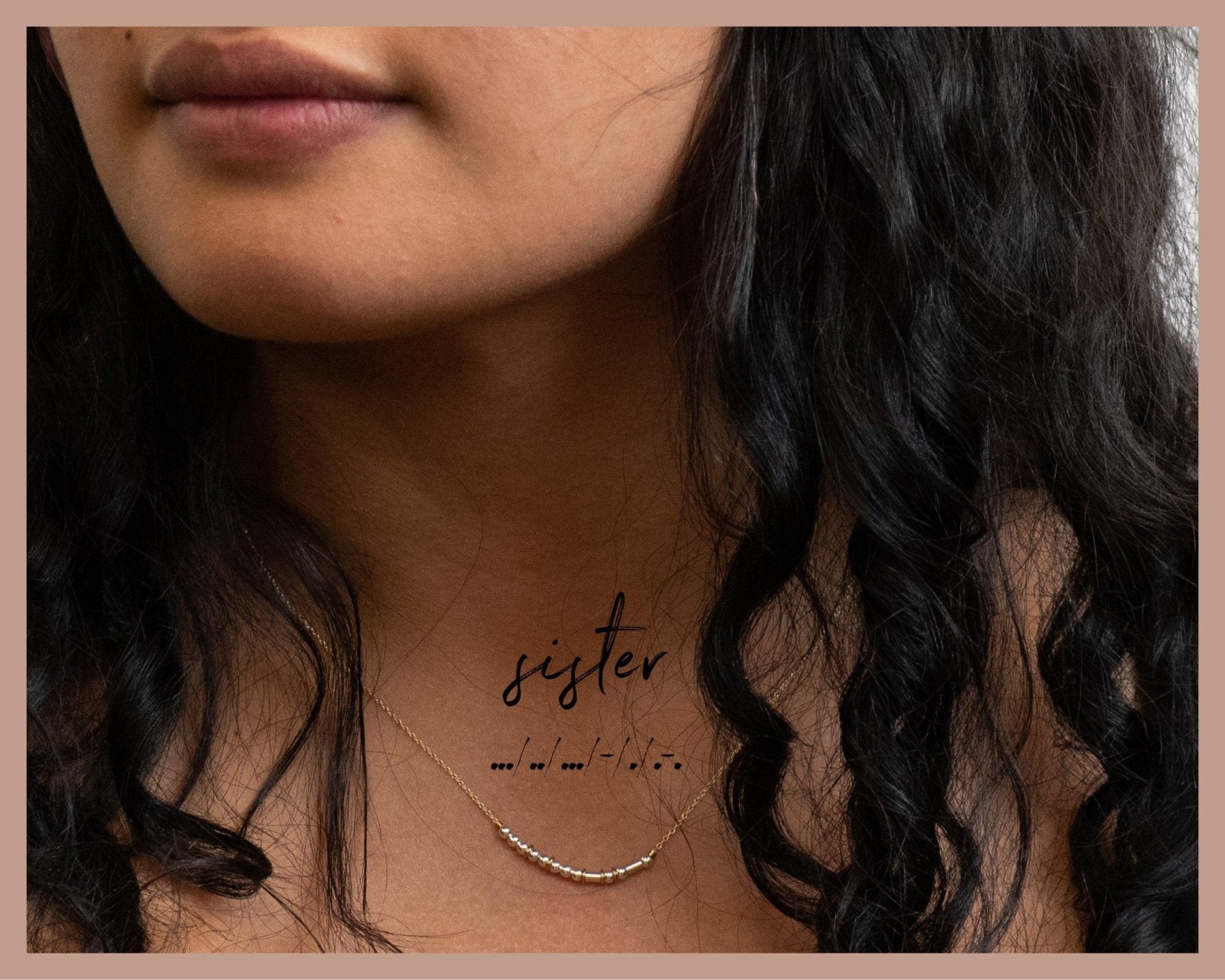 Sister Morse Code Necklace - Dainty 14K Gold & Silver Jewelry by Olivia Cactus