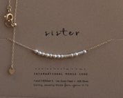Sister Morse Code Necklace - Dainty 14K Gold & Silver Jewelry by Olivia Cactus