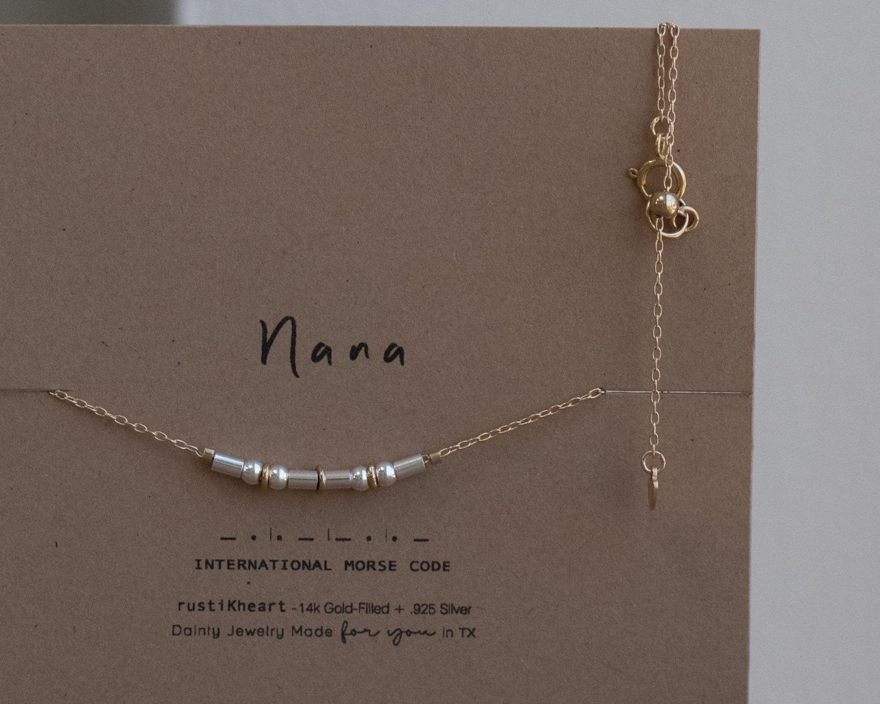 Sister Morse Code Necklace - Dainty 14K Gold & Silver Jewelry by Olivia Cactus