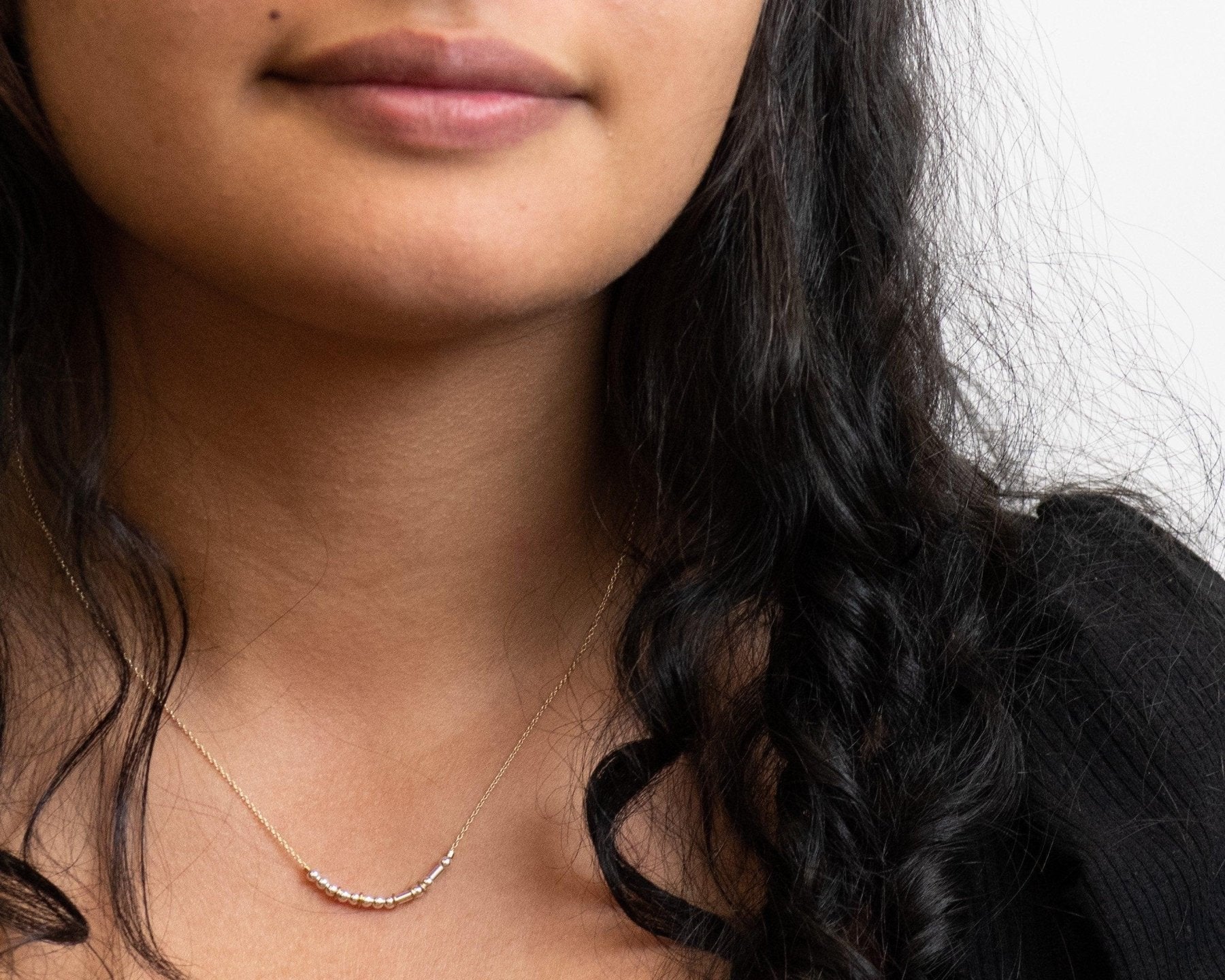 Sister Morse Code Necklace - Dainty 14K Gold & Silver Jewelry by Olivia Cactus