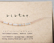 Sisters Morse Code Bracelet - Dainty 14K Gold & Silver Jewelry by Olivia Cactus