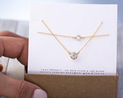 Solitaire Diamond Cut CZ Charm Dainty Layering Choker to Stack and Layer 14k Gold Filled rk81 - Dainty 14K Gold & Silver Jewelry by Olivia Cactus