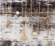 Solitaire Diamond Cut CZ Charm Dainty Layering Choker to Stack and Layer 14k Gold Filled rk81 - Dainty 14K Gold & Silver Jewelry by Olivia Cactus