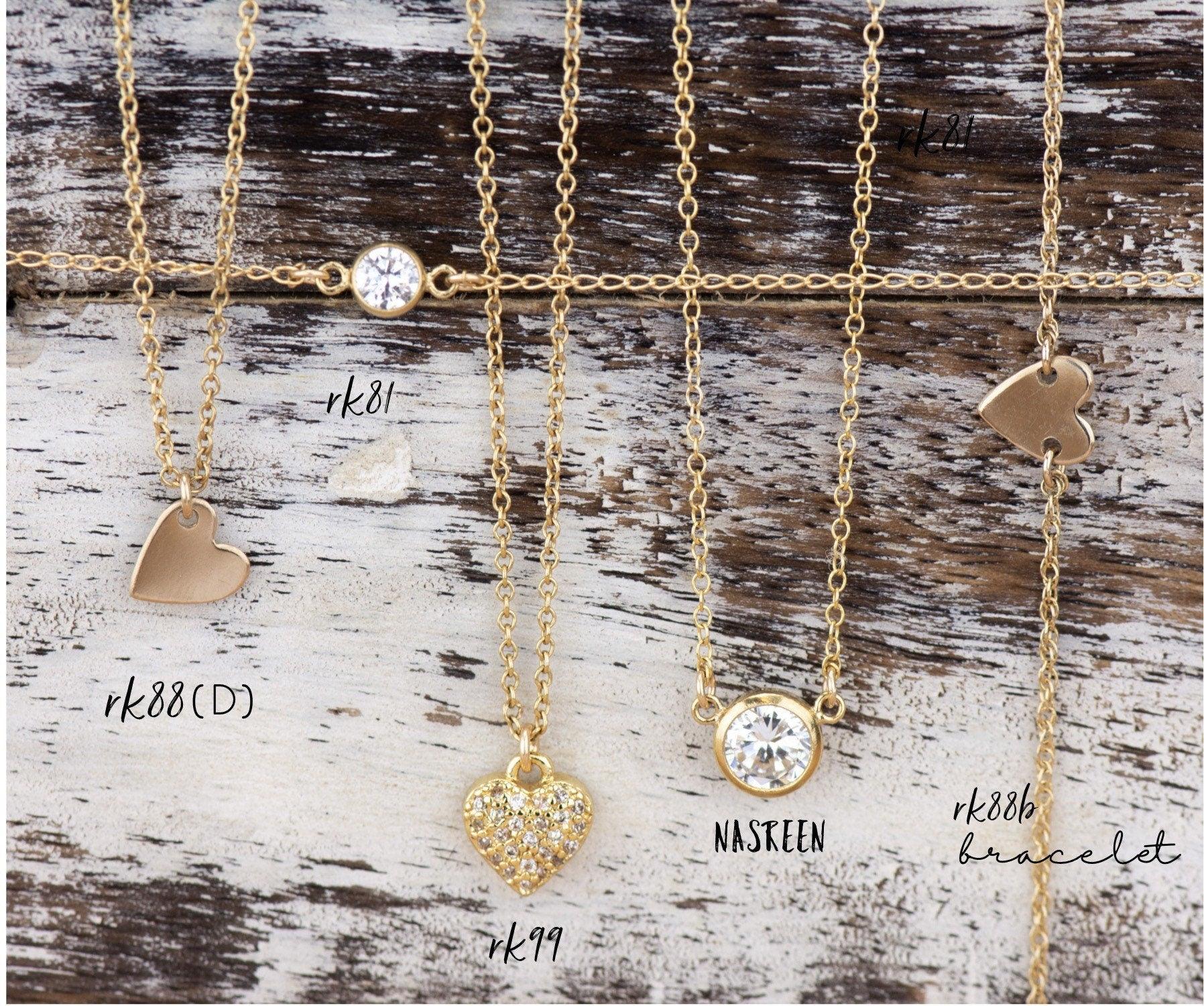 Solitaire Diamond Cut CZ Charm Dainty Layering Choker to Stack and Layer 14k Gold Filled rk81 - Dainty 14K Gold & Silver Jewelry by Olivia Cactus