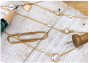Solitaire Diamond Cut CZ Charm Dainty Layering Choker to Stack and Layer 14k Gold Filled rk81 - Dainty 14K Gold & Silver Jewelry by Olivia Cactus