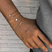 Solitaire Diamond Cut CZ Gold (GF) Chain Bracelet - Dainty 14K Gold & Silver Jewelry by Olivia Cactus