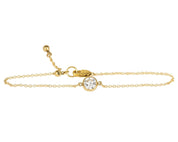 Solitaire Diamond Cut CZ Gold (GF) Chain Bracelet - Dainty 14K Gold & Silver Jewelry by Olivia Cactus