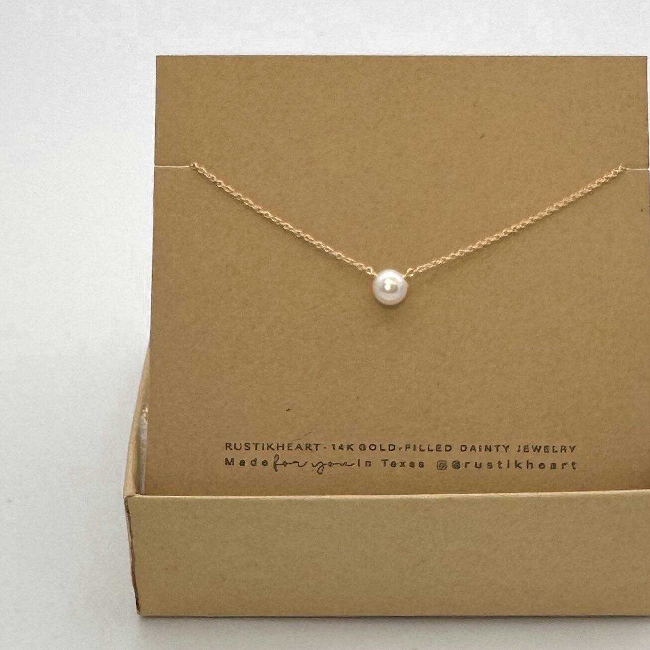Solitaire Pearl Necklace - Dainty 14K Gold & Silver Jewelry by Olivia Cactus