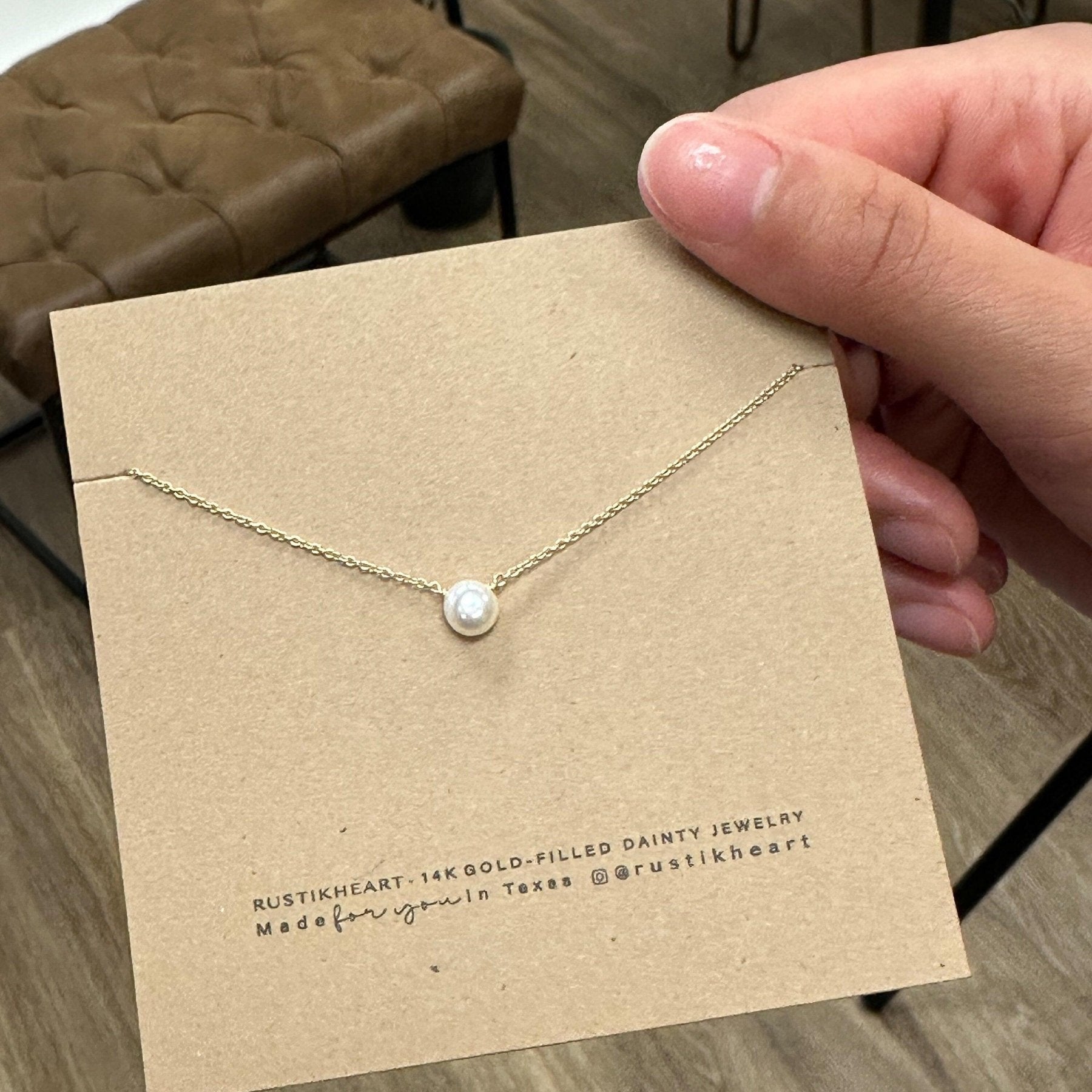 Solitaire Pearl Necklace - Dainty 14K Gold & Silver Jewelry by Olivia Cactus