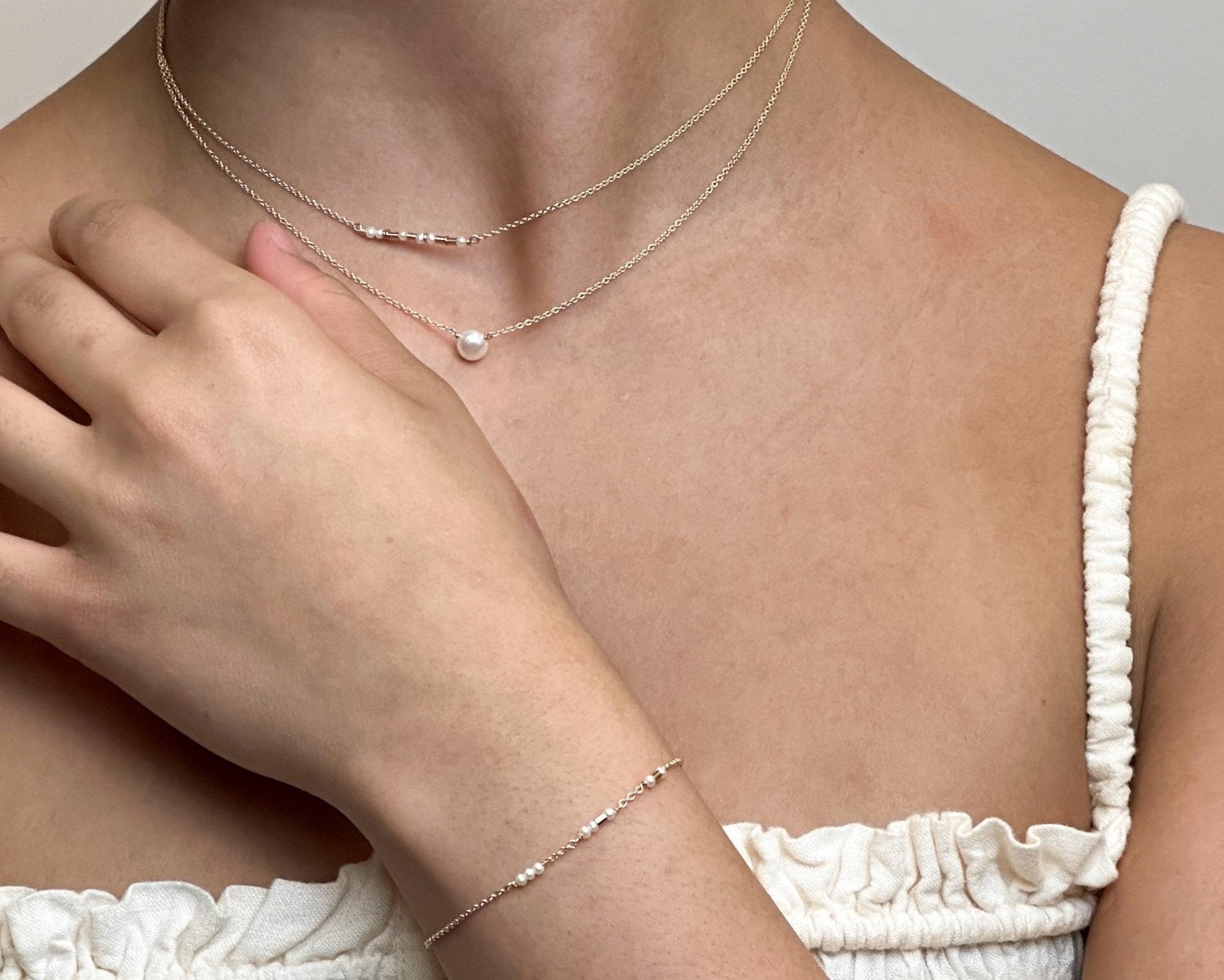 Solitaire Pearl Necklace - Dainty 14K Gold & Silver Jewelry by Olivia Cactus