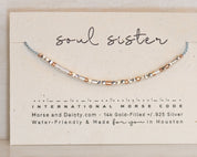 Soul Sister Morse Code Bracelet - Dainty 14K Gold & Silver Jewelry by Olivia Cactus