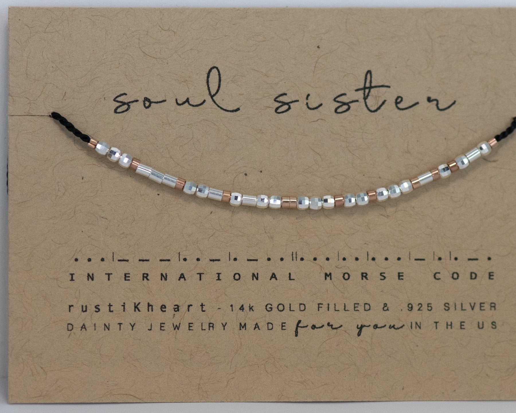 Soul Sister Morse Code Bracelet - Dainty 14K Gold & Silver Jewelry by Olivia Cactus