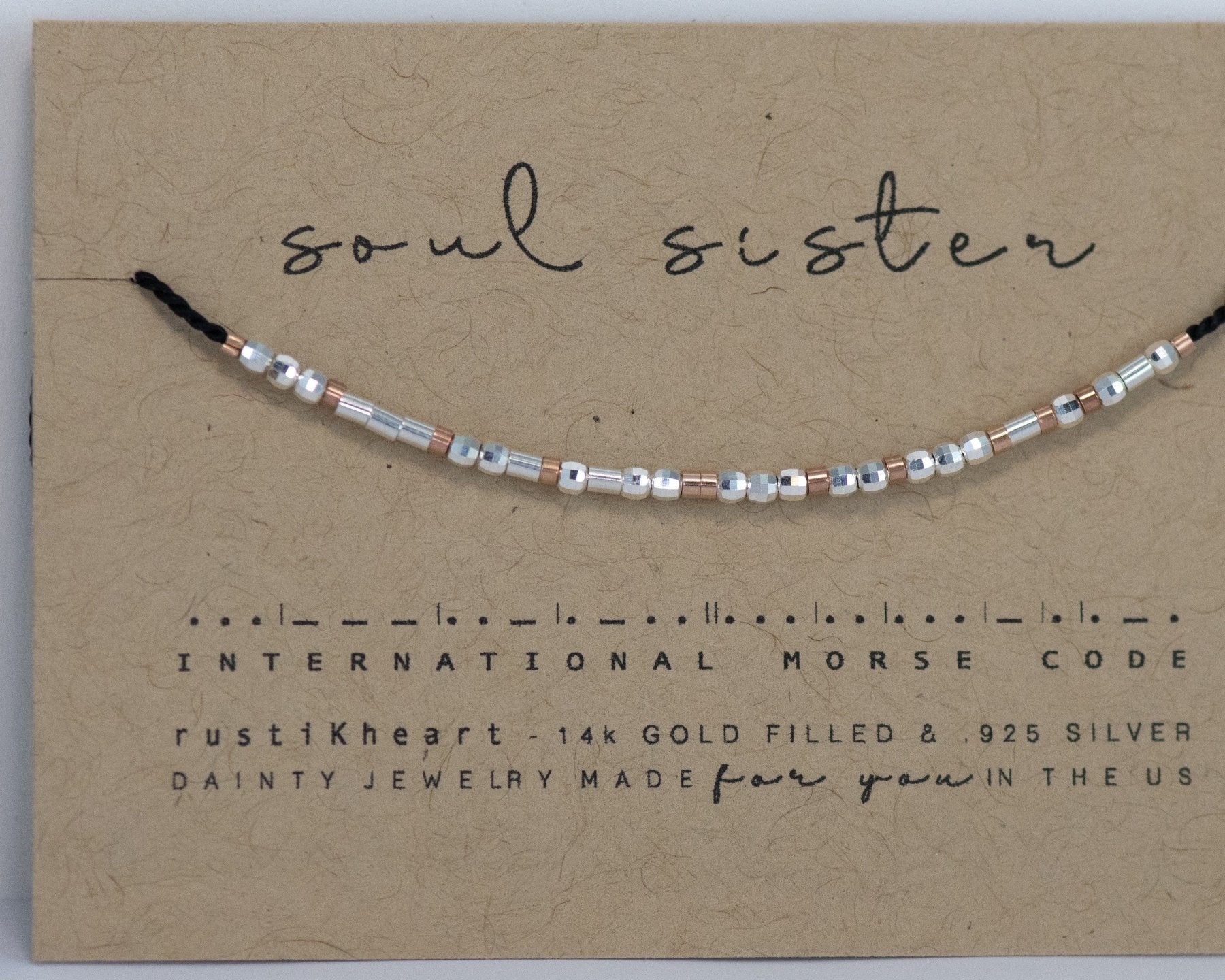Soul Sister Morse Code Bracelet - Dainty 14K Gold & Silver Jewelry by Olivia Cactus