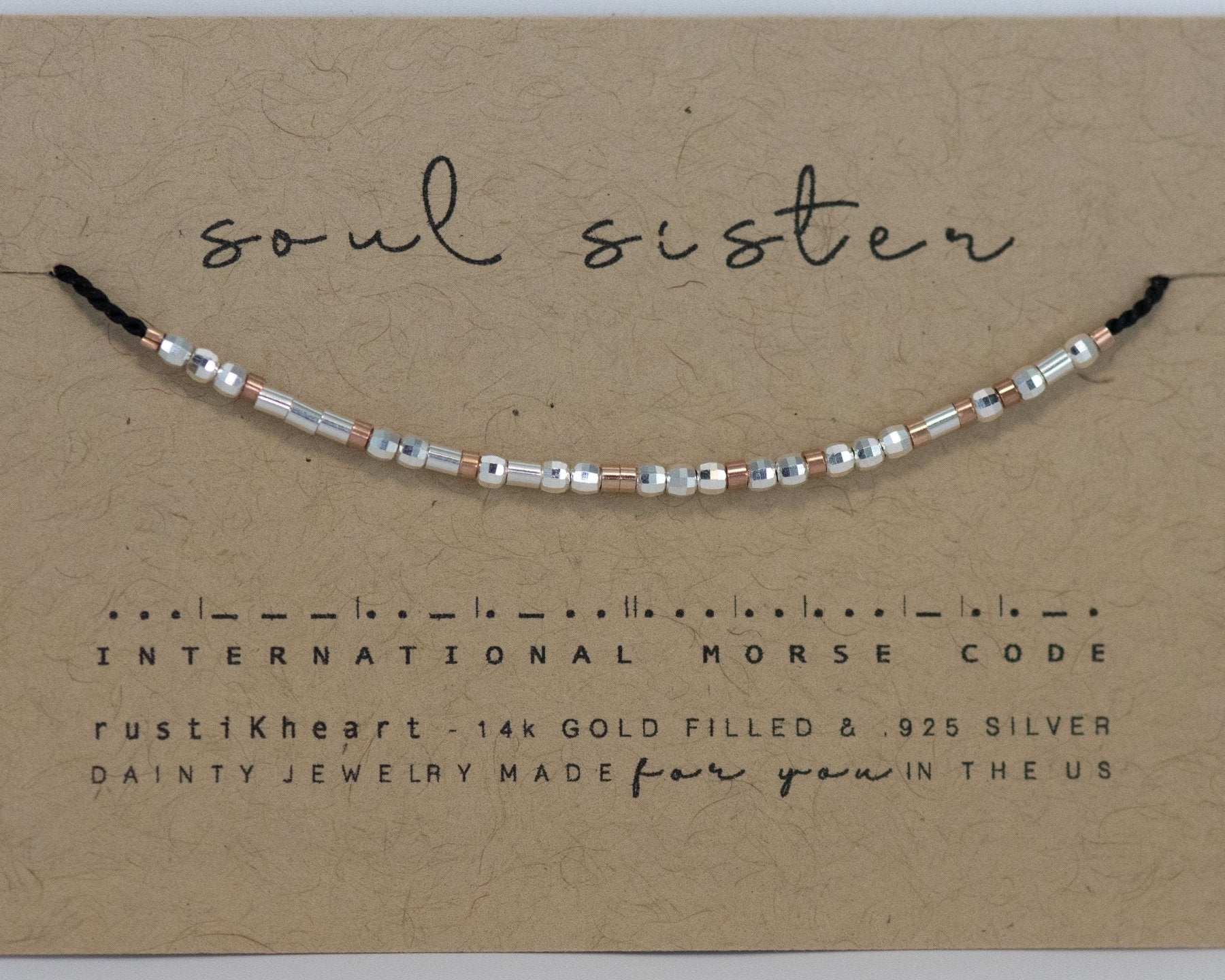 Soul Sister Morse Code Bracelet - Dainty 14K Gold & Silver Jewelry by Olivia Cactus