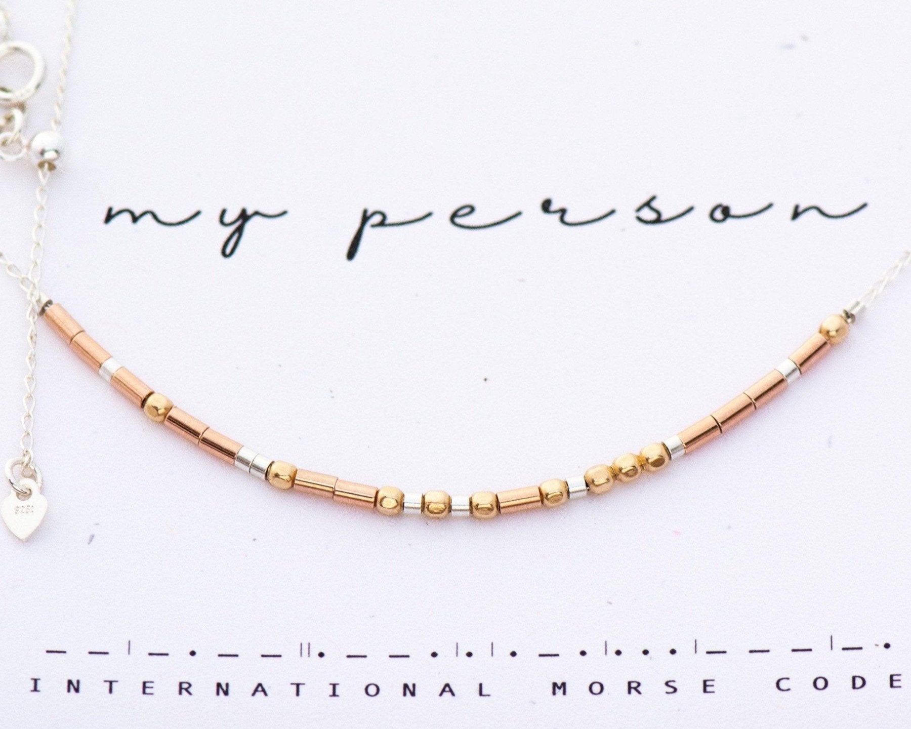 My Person Morse Code Necklace - Dainty 14K Gold & Silver Jewelry by Olivia Cactus