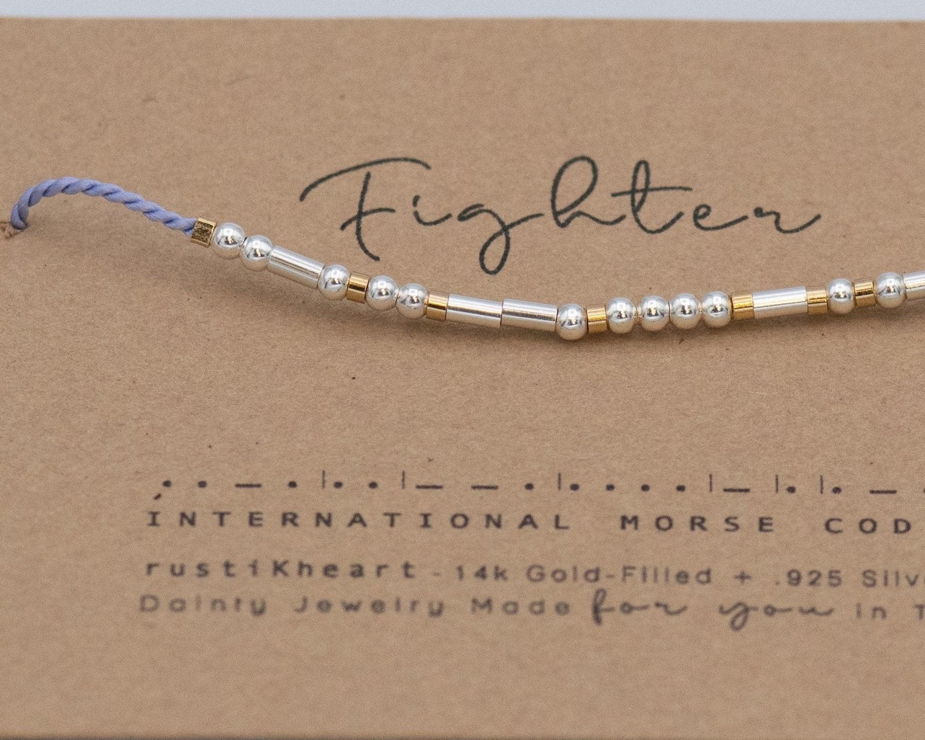 Strength Morse Code Bracelet - Dainty 14K Gold & Silver Jewelry by Olivia Cactus