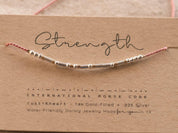 Strength Morse Code Bracelet - Dainty 14K Gold & Silver Jewelry by Olivia Cactus