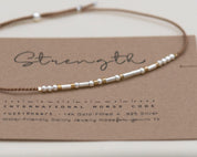 Strength Morse Code Bracelet - Dainty 14K Gold & Silver Jewelry by Olivia Cactus