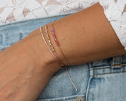 Strength Morse Code Bracelet w/ Swarovski Spacers - Dainty 14K Gold & Silver Jewelry by Olivia Cactus
