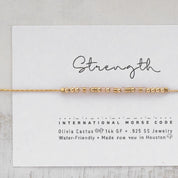 Strength Morse Code Bracelet - Dainty 14K Gold & Silver Jewelry by Olivia Cactus