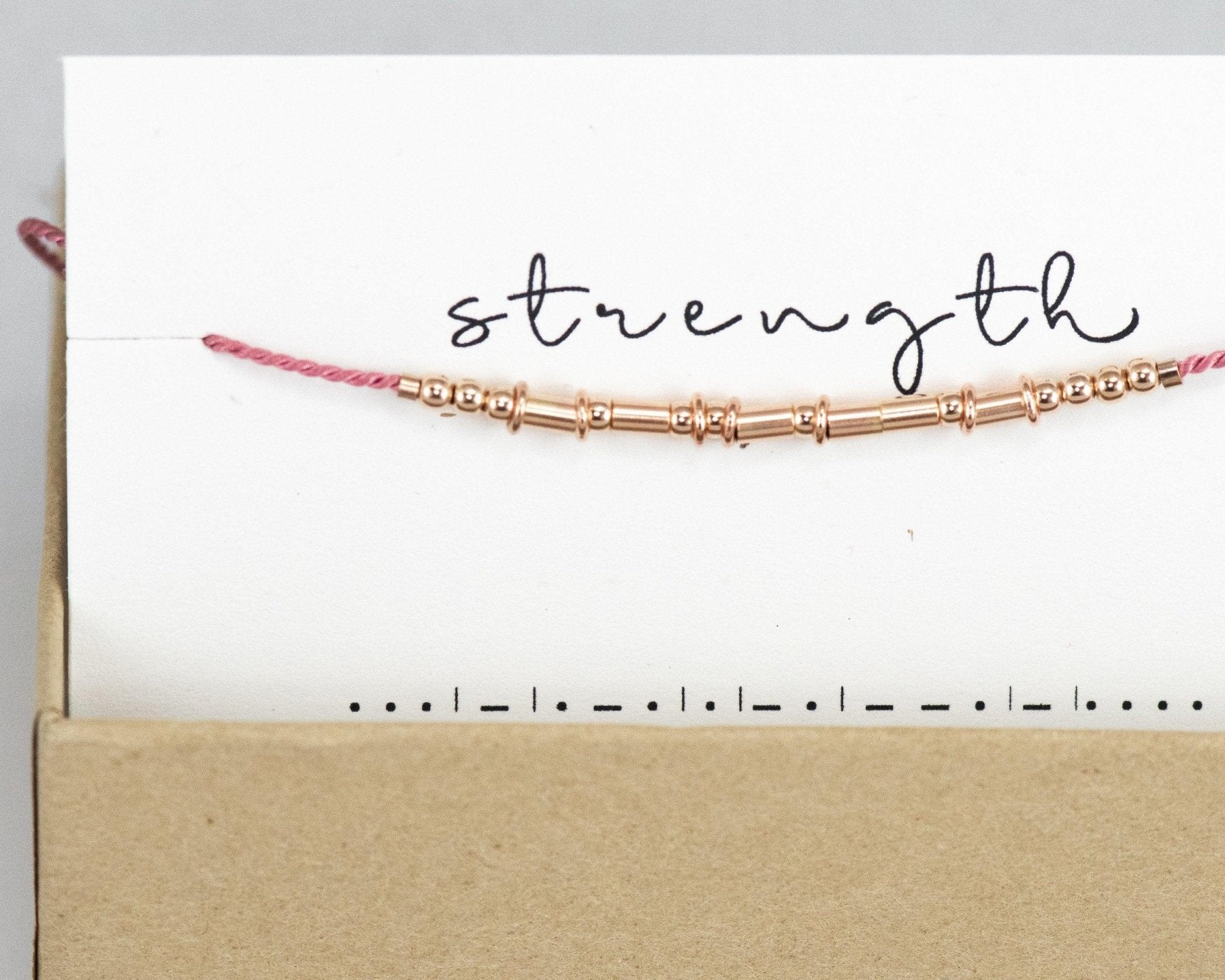 Strength Morse Code Bracelet - Dainty 14K Gold & Silver Jewelry by Olivia Cactus
