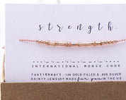Strength Morse Code Bracelet - Dainty 14K Gold & Silver Jewelry by Olivia Cactus