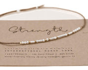 Strength Morse Code Bracelet - Dainty 14K Gold & Silver Jewelry by Olivia Cactus