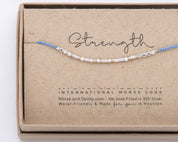 Strength Morse Code Bracelet - Dainty 14K Gold & Silver Jewelry by Olivia Cactus