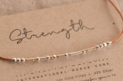 Strength Morse Code Bracelet - Dainty 14K Gold & Silver Jewelry by Olivia Cactus