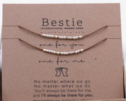Bestie Morse Code Bracelet Set - Dainty 14K Gold & Silver Jewelry by Olivia Cactus