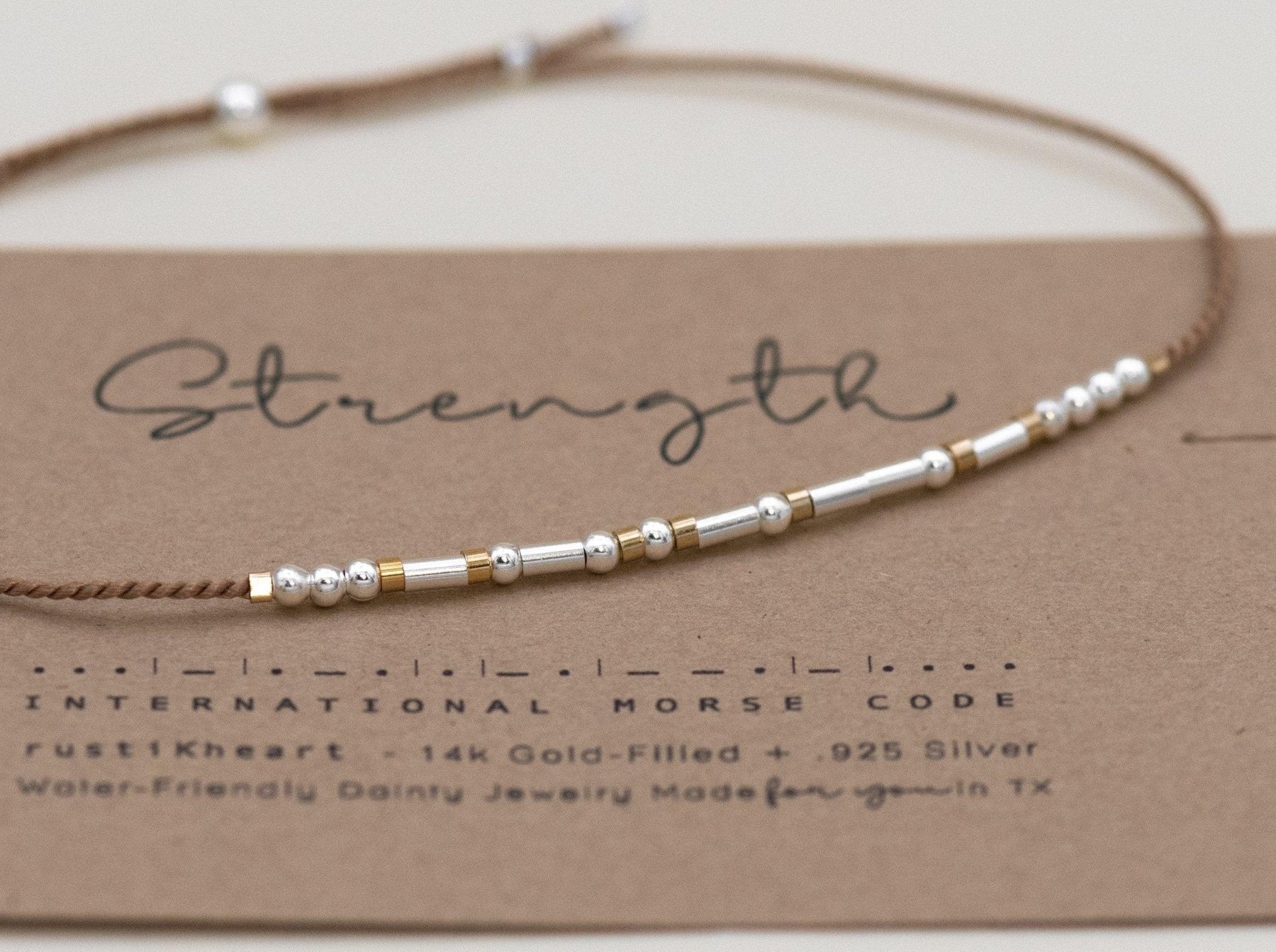Bestie Morse Code Bracelet Set - Dainty 14K Gold & Silver Jewelry by Olivia Cactus