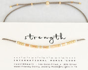 Strength Morse Code Bracelet - Dainty 14K Gold & Silver Jewelry by Olivia Cactus