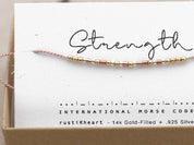 Strength Morse Code Bracelet - Dainty 14K Gold & Silver Jewelry by Olivia Cactus