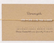 Strength Morse Code Bracelet - Dainty 14K Gold & Silver Jewelry by Olivia Cactus