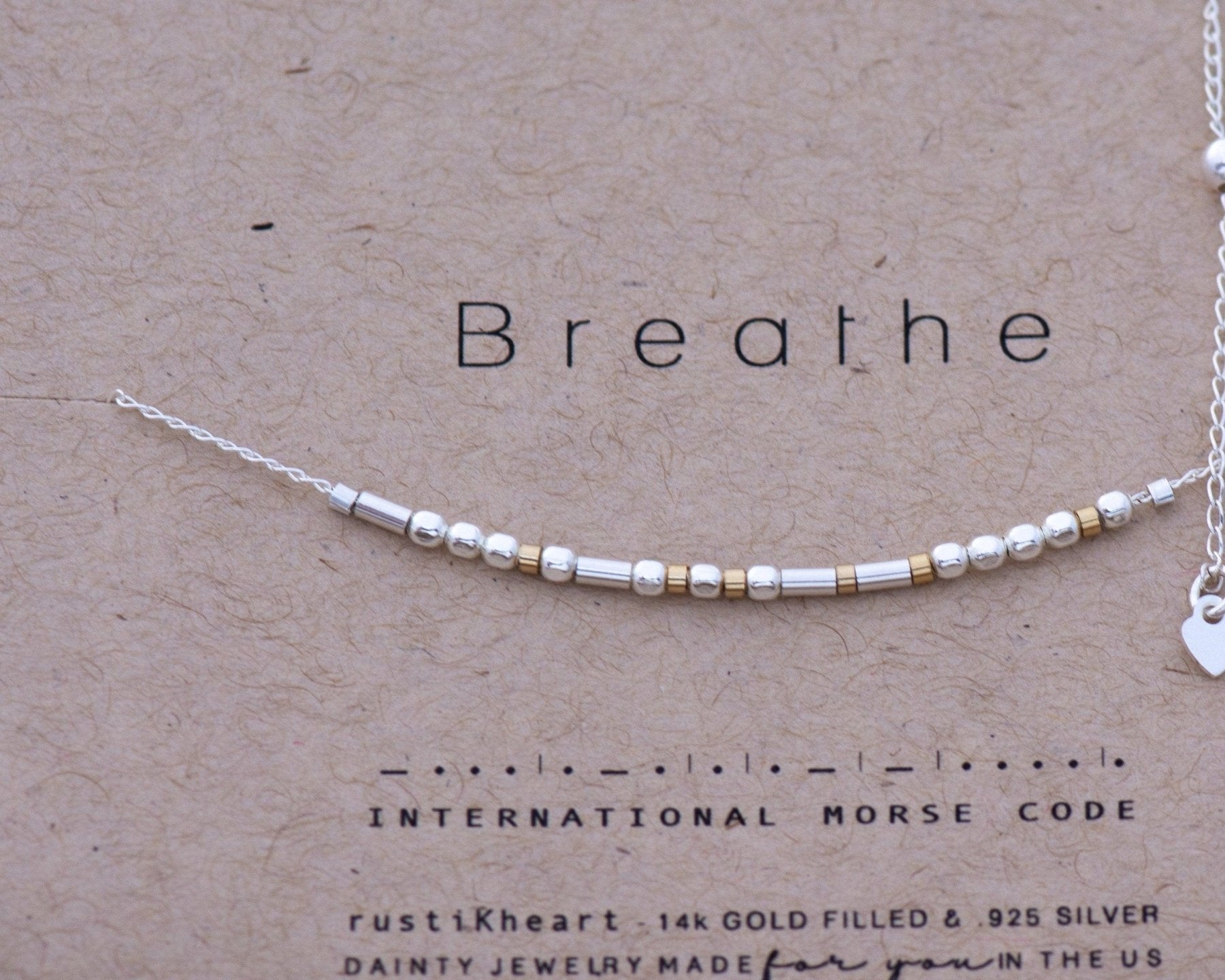 Strength Morse Code Necklace - Dainty 14K Gold & Silver Jewelry by Olivia Cactus