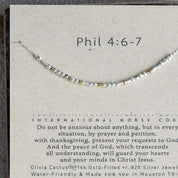 Philippians 4:6 - 7 Morse Code Necklace - Dainty 14K Gold & Silver Jewelry by Olivia Cactus