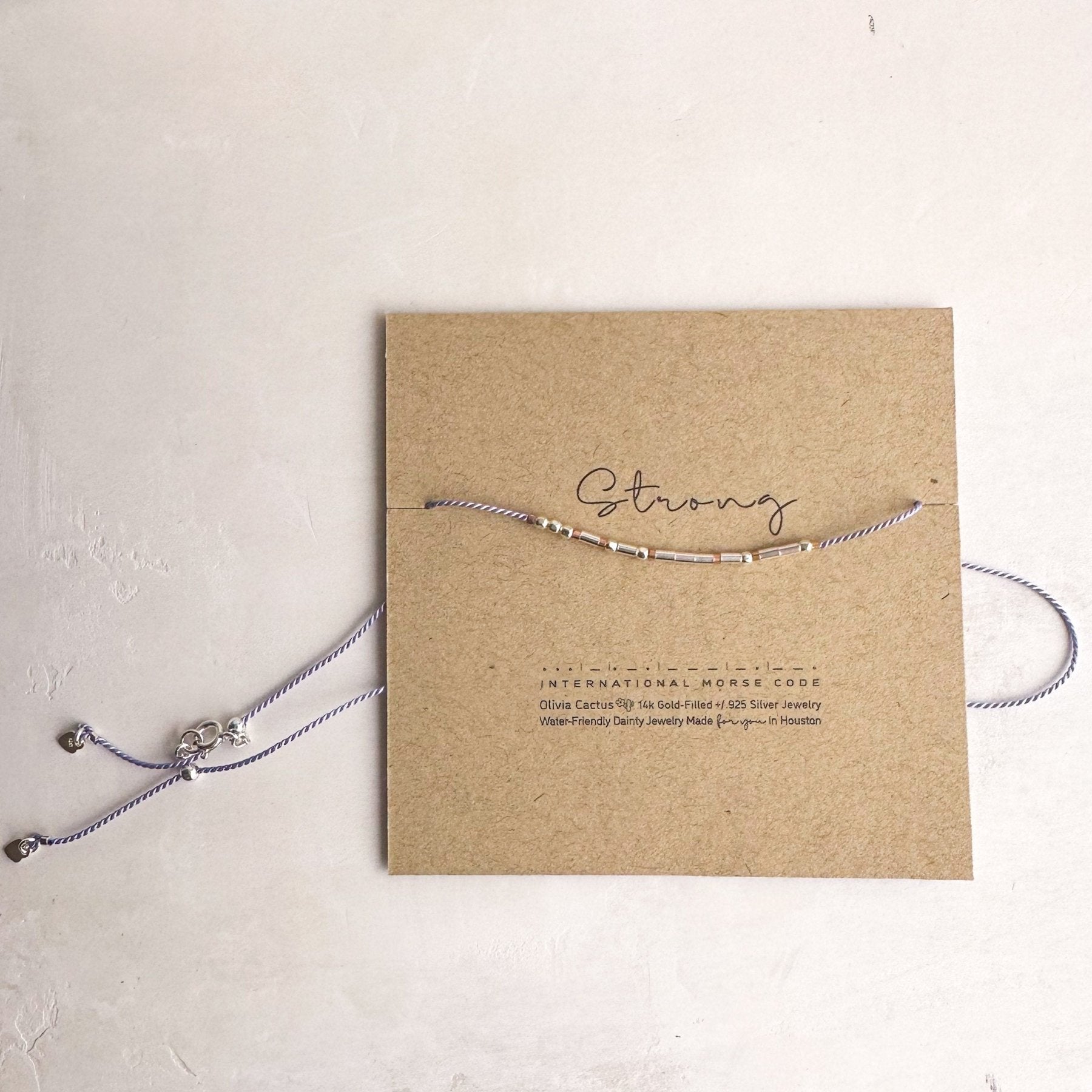 Strong Morse Code Necklace - Dainty 14K Gold & Silver Jewelry by Olivia Cactus