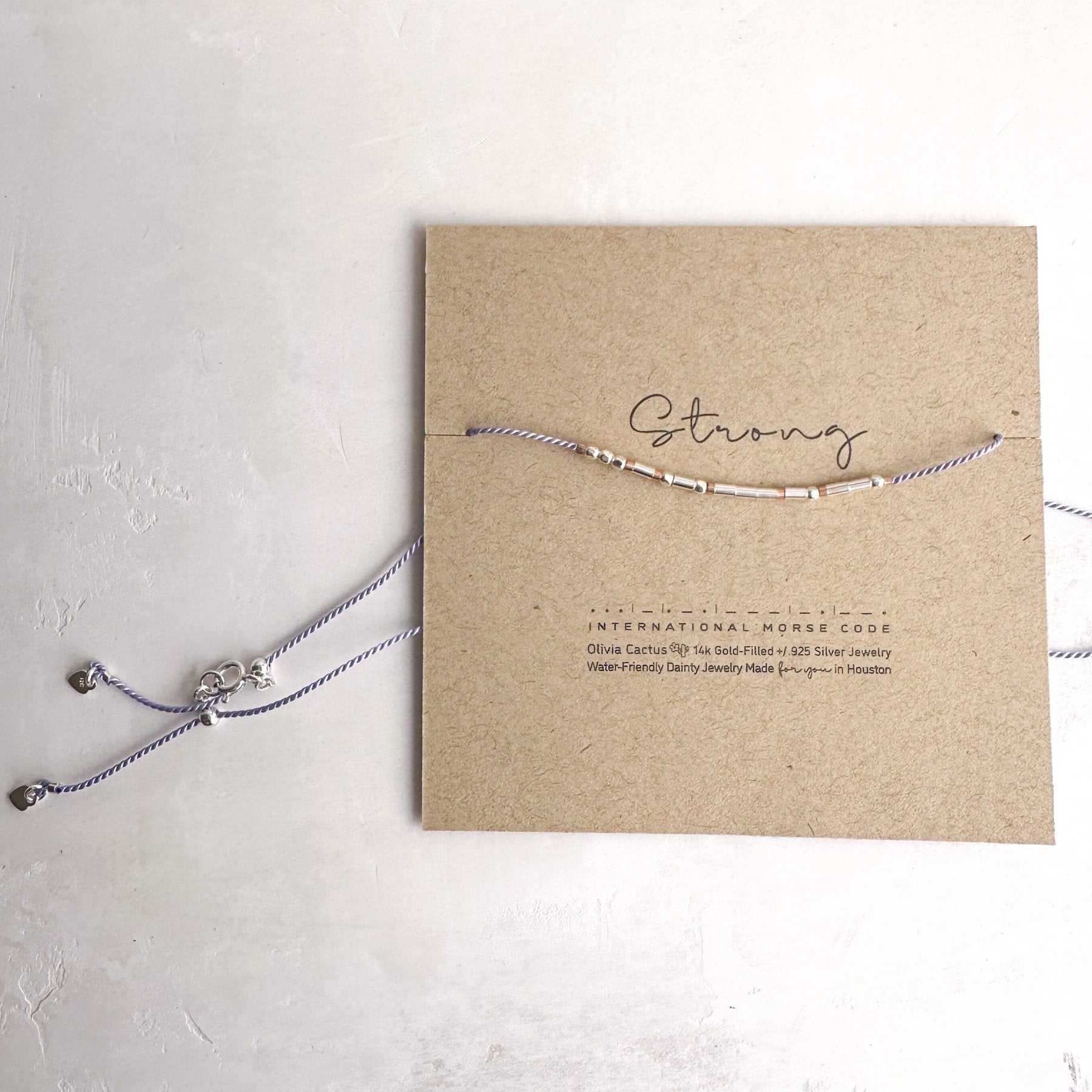Strong Morse Code Necklace - Dainty 14K Gold & Silver Jewelry by Olivia Cactus