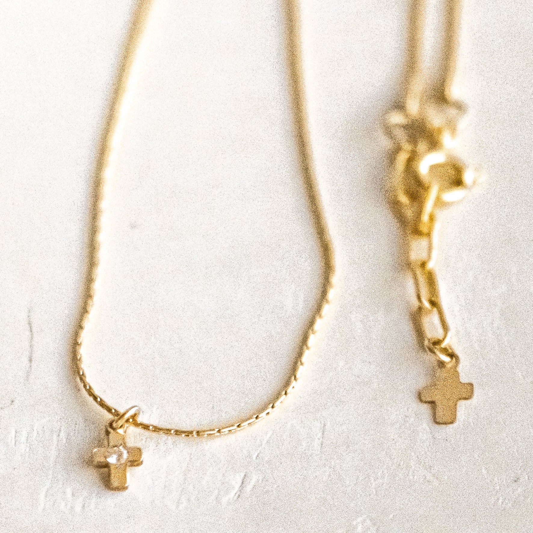 Tiny Cross Spark Necklace - Dainty 14K Gold & Silver Jewelry by Olivia Cactus