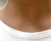 Tiny Cross Spark Necklace - Dainty 14K Gold & Silver Jewelry by Olivia Cactus