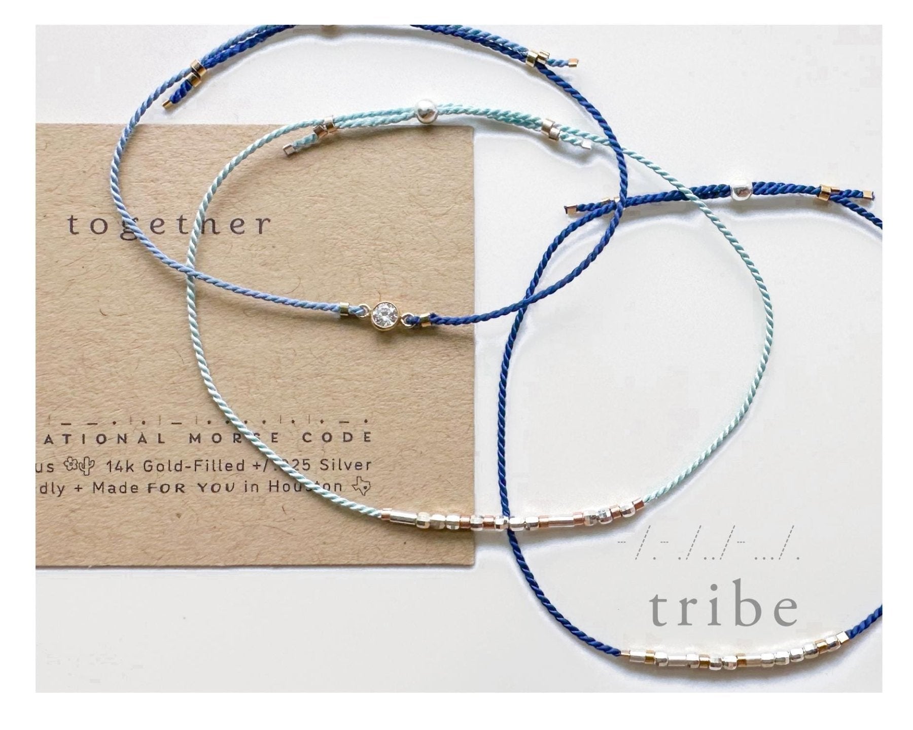 Tribe Morse Code Bracelet - Dainty 14K Gold & Silver Jewelry by Olivia Cactus