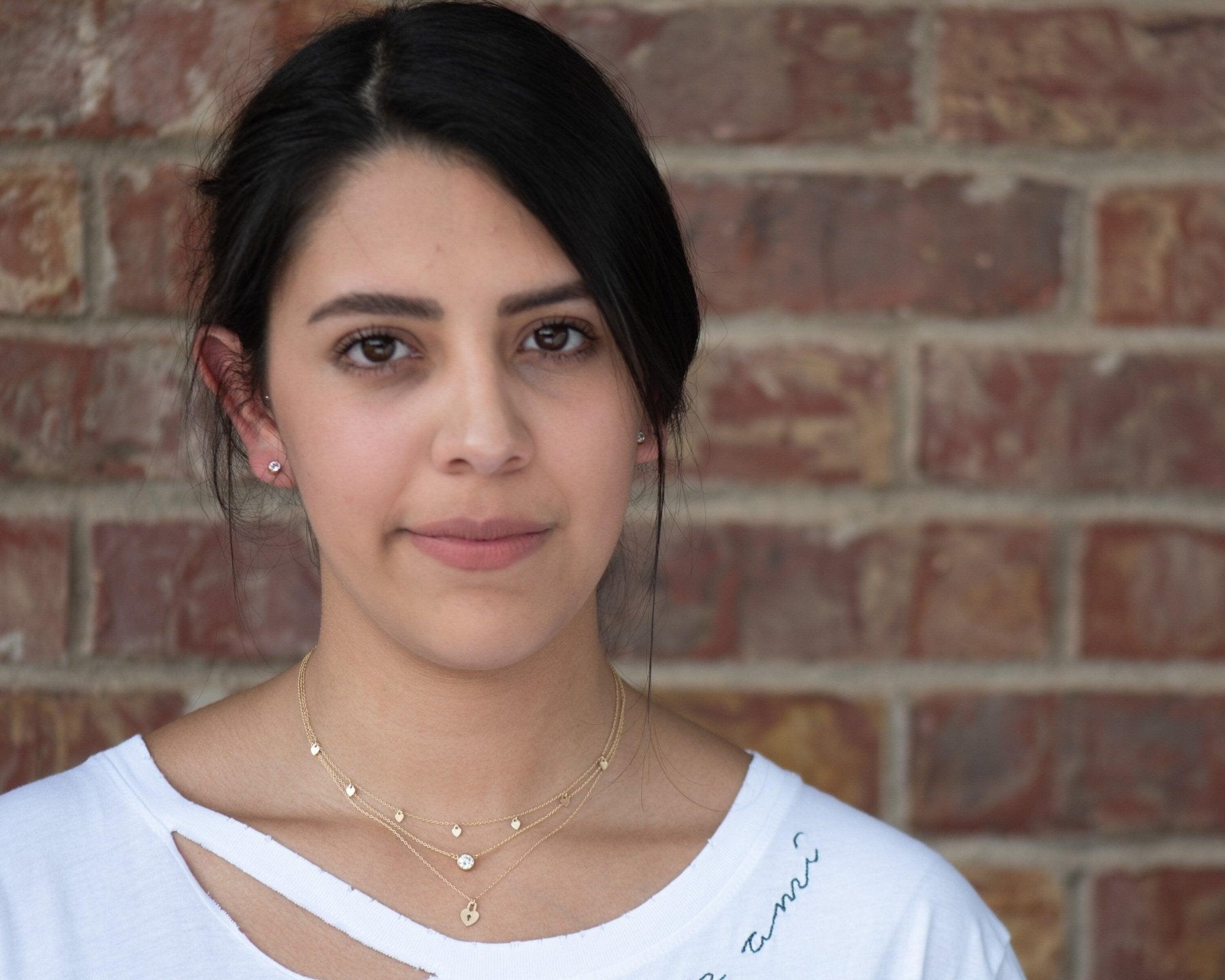 Valentina Tiny Hearts Necklace - Dainty 14K Gold & Silver Jewelry by Olivia Cactus