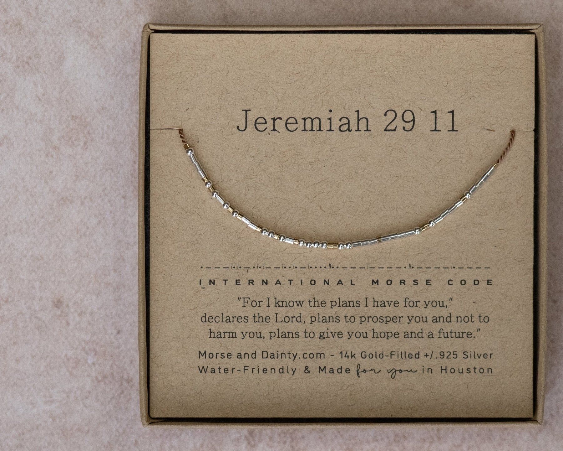 1 Peter 4:8 - 10 Bible Morse Code Bracelet - Dainty 14K Gold & Silver Jewelry by Olivia Cactus