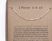 1 Peter 4:8 - 10 Bible Morse Code Bracelet - Dainty 14K Gold & Silver Jewelry by Olivia Cactus
