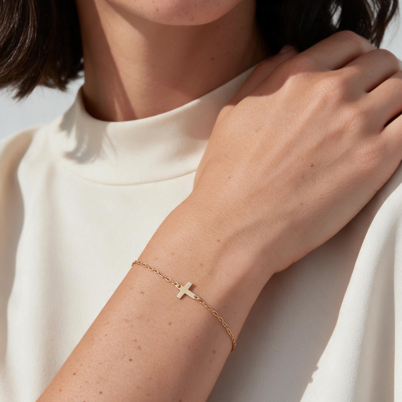 Sideways Cross Chain Bracelet