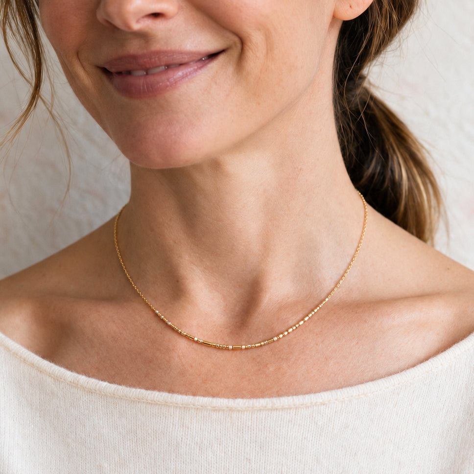 Custom Morse Code Necklace, Gold