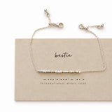 Silver Morse Code Bracelet, Gold Spacers