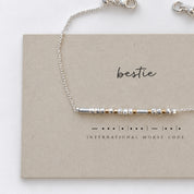 Silver Morse Code Bracelet, Gold Spacers
